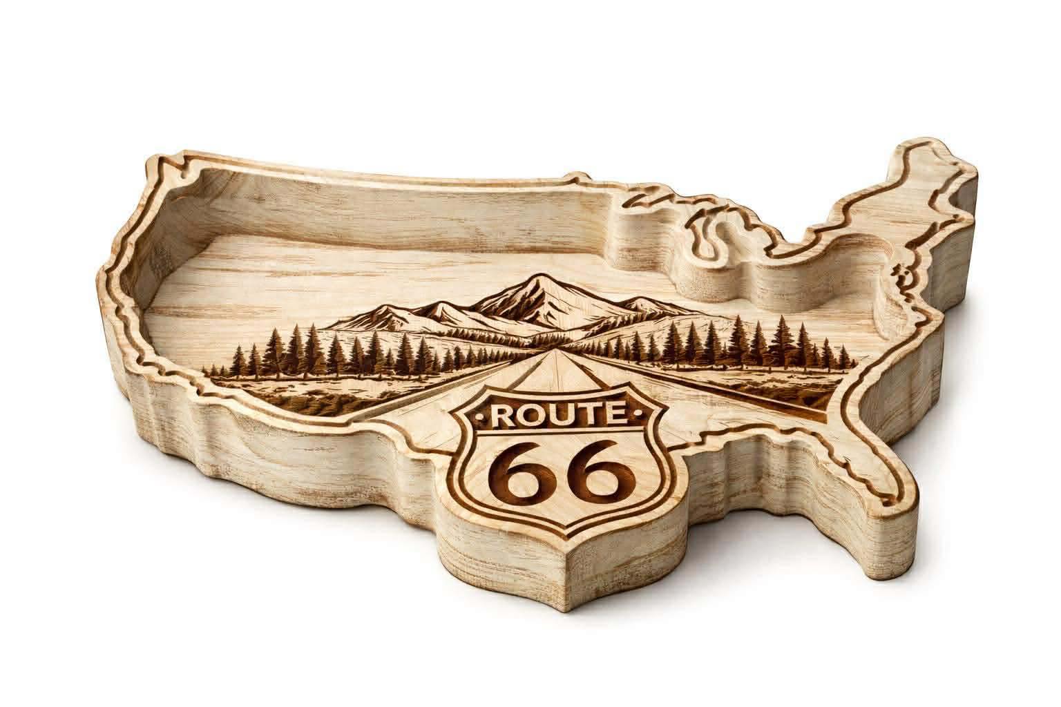 Route 66 Wooden Dough Bowl Candle
