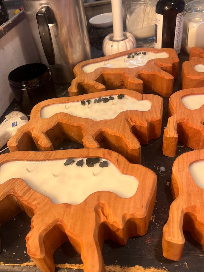 Buffalo Wooden Dough Bowl Candle